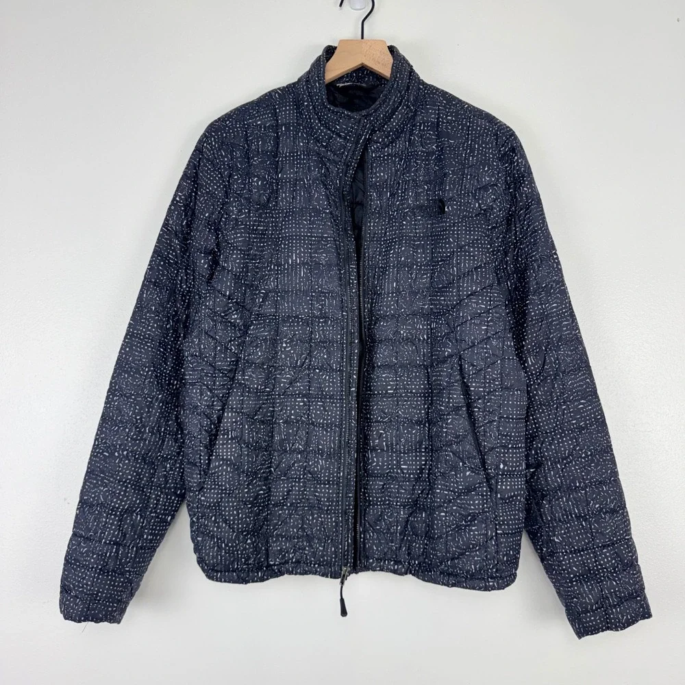 The‎ North Face Thermoball Eco Jacket Mens M Navy White Pattern Full Zip Pockets